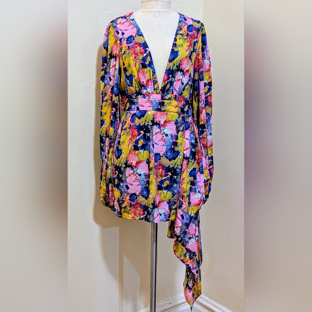 Luxxel Multicolor Floral Dress Size L - Picture 6 of 10